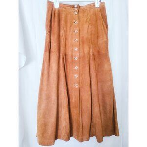 STRIWA VINTAGE Genuine Soft Suede Skirt, neutral full midi skirt, GERMAN-MADE